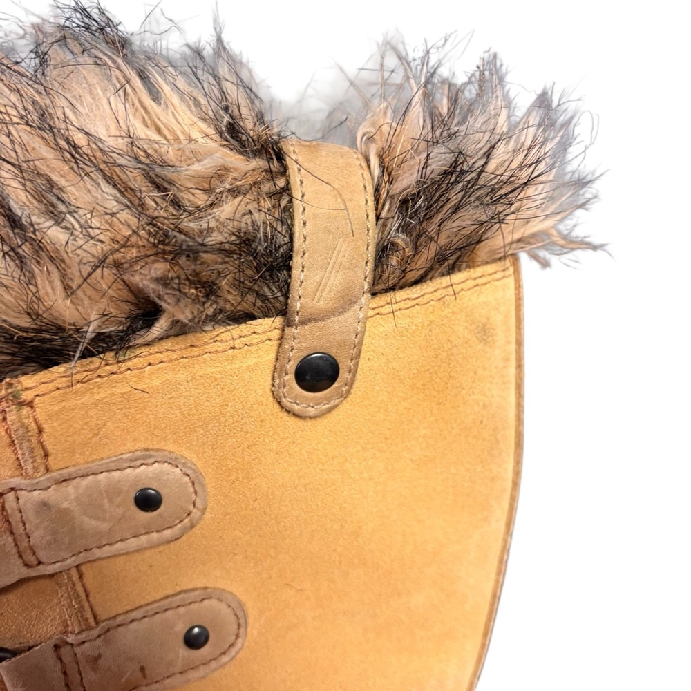 Sorel Joan of Arctic Tan & Brown Waterproof Faux-Fur Lace-Up Winter Boots Sz 7 - Picture 3 of 11